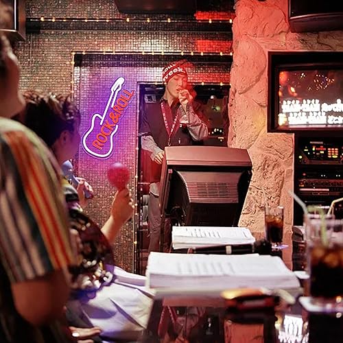 Miniatura 7 de Letrero de neón de guitarra para decoración de pared, luces LED de neón de música en vivo para estudio de música, letrero luminoso de guitarra rock