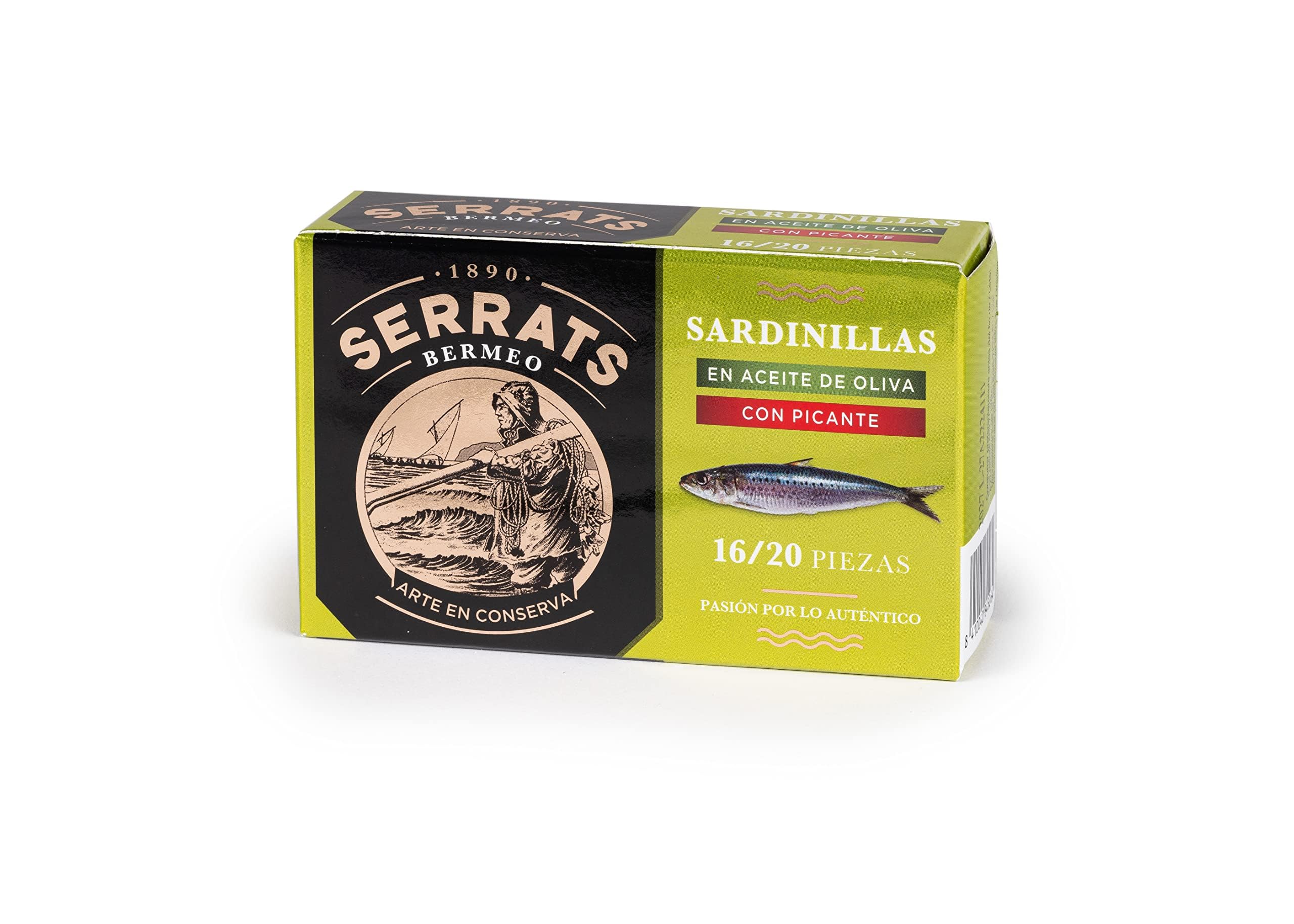 CONSERVAS SERRATS - Sardines Txikis à l'Huile d'Olive Vierge Piquante - 12 Boîtes x 115g (Total : 1380g) - Avec une Touche de Piquant Équilibré - Fabrication 100% Artisanale
