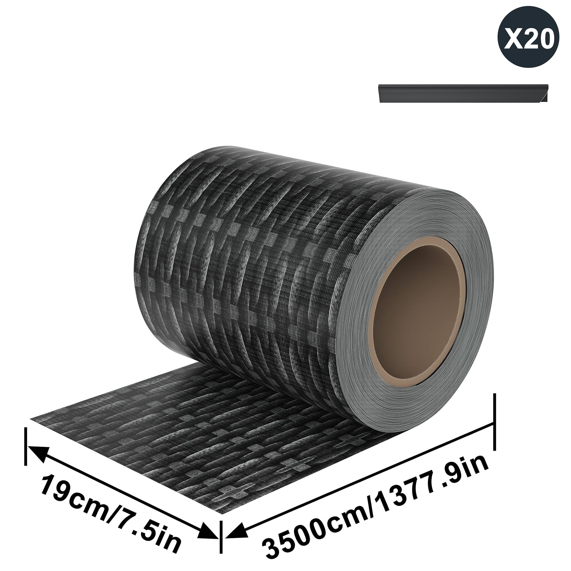 LZQ Strisce frangivista in PVC, extra spesse, opache, a doppia asta, con 20 clip di fissaggio per recinzione da giardino, balcone (35 m x 19 cm, motivo rattan)