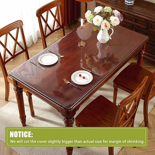 Miniatura 4 de OstepDecor - Protector de mesa transparente de 564de pulgada de grosor, 28 x 60pulgadas, hecho de cloruro de polivinilo, rectangular, cubremesa de