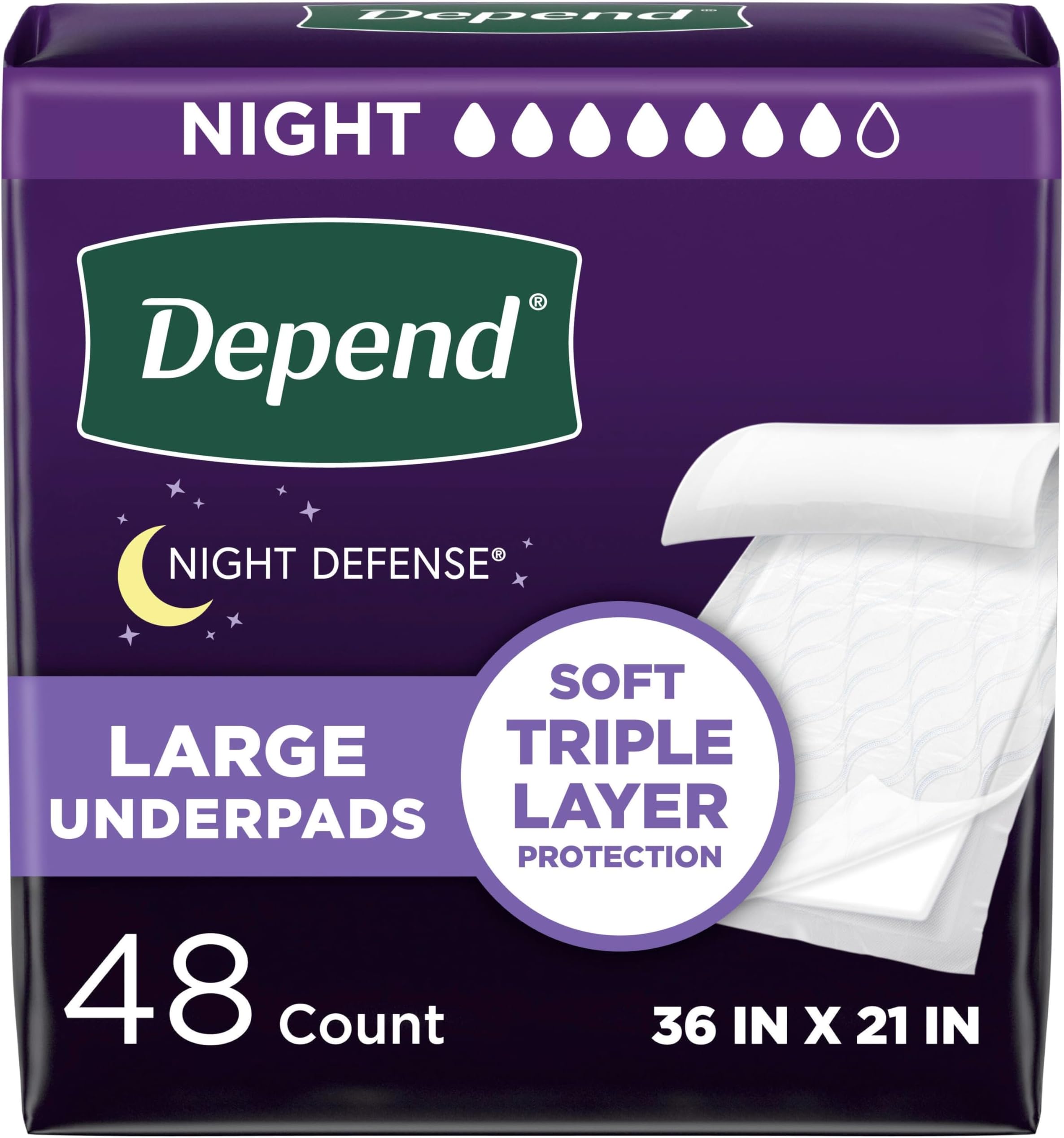 Underpads, Disposable Incontinence Bed Pads for Adults, Slip Resistant, 36"x 21", 48 Count (4 Packs of 12)