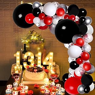 110 Pack Red Black and White Balloon Arch Garland Kit, 18