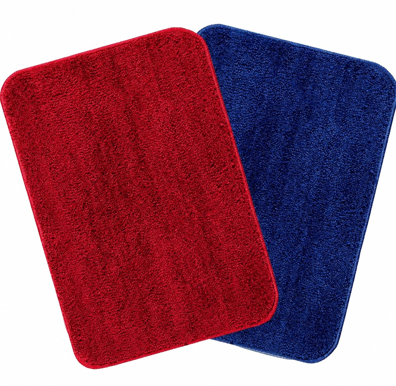BVM Bathroom Mats Pack of 2, Anti Slip, Soft Absorbent Floor Mats for House| Plush Door Mats for Entrance| Modern Washable Bath Mat for Bathroom & Living Area (Red + Blue)-image-6