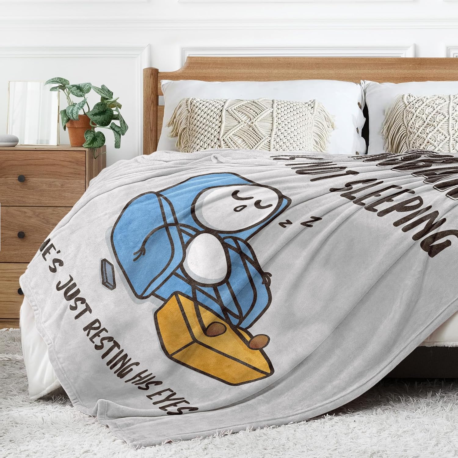 Funny Husband Valentines Day Birthday Gifts, Husband is Not Sleeping Blanket, Anniversary, Fathers Day, Throw Gifts for Him from Wife, Super Soft Blanket for Couch and Napping, 60" x 50" - Image 7