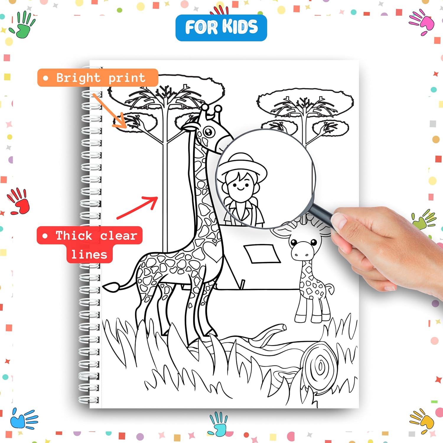 Coloring Pages, Safari Tour Coloring Book for Kids – Spiral Bound, Perfect for Boys and Girls. Features Lions, Elephants, Giraffes & More Wild Adventures! Thick 199 GSM Paper, Sheet Size 8.5x11 in.