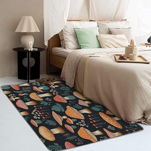 Miniatura 3 de Alfombra de 2 x 3, alfombras de hongos para entrada, sala de estar, dormitorio, alfombra botánica de área pequeña y decoración de dormitorio,