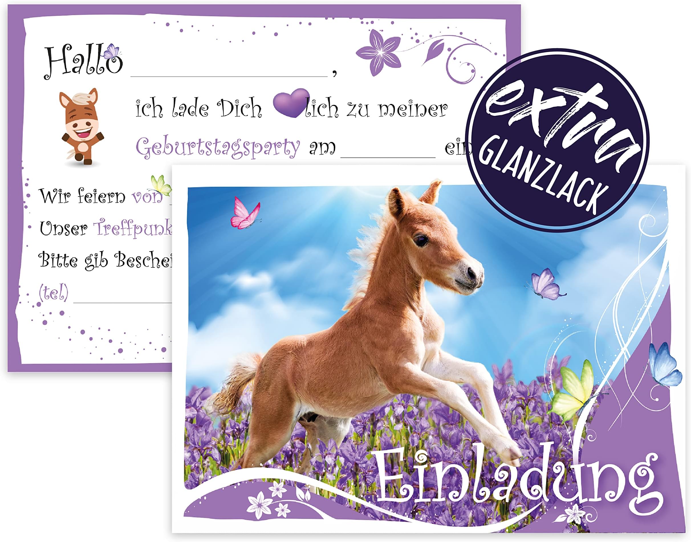 12 Pièces Cartes D'Invitation Papillon,Cartes D'Invitation Pour Anniversaire D'Enfant,Cartes D