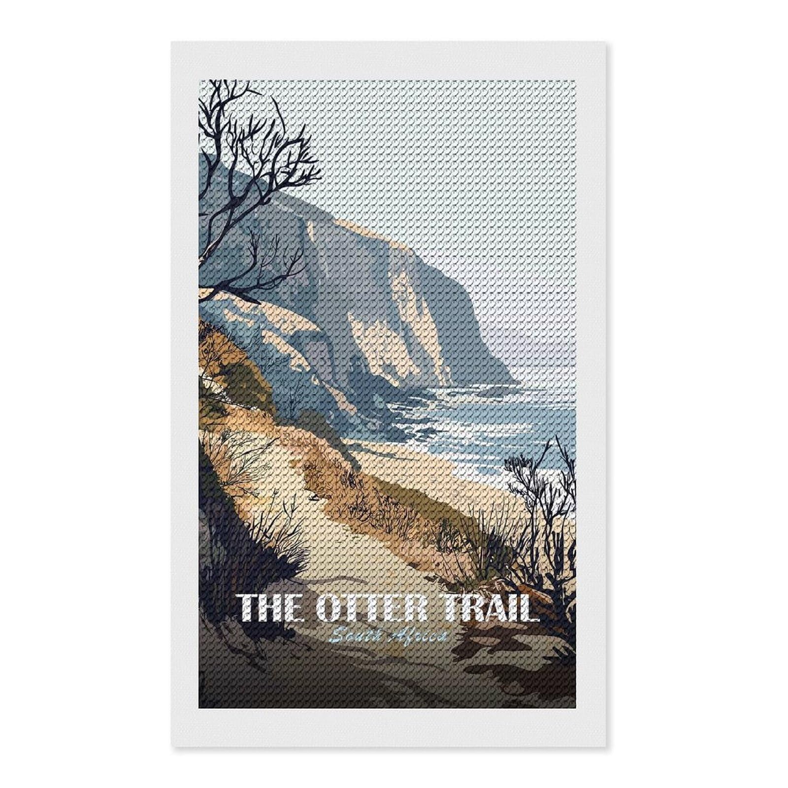 Junmoney The Otter Trail South Africa Artwork DIY Diamond Art Canvas Kit 12"x20", Simple to Start, Fun Craft Experience, Modern Decor, Gift Idea, Adhesive Canvas