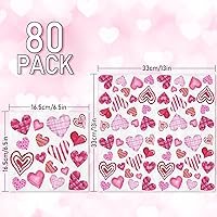 Vista 2 de Whaline 80 servilletas de papel de San Valentín de 6.5 x 6.5 pulgadas desechables con corazón blanco y rosa, servilletas de cena a cuadros a rayas