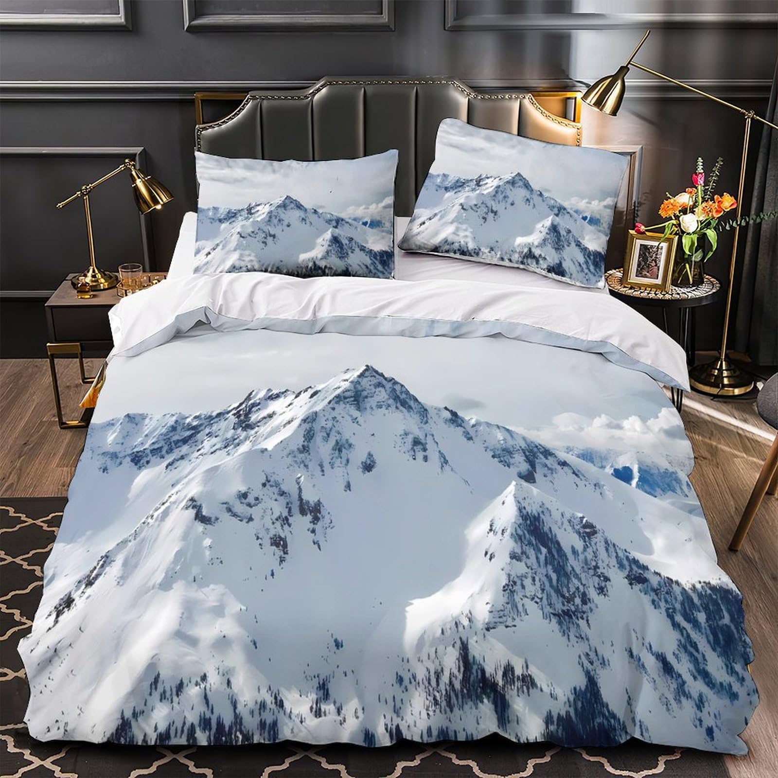 Housse de couette bonhomme de neige 220x240 anti-allergie avec fermeture éclair