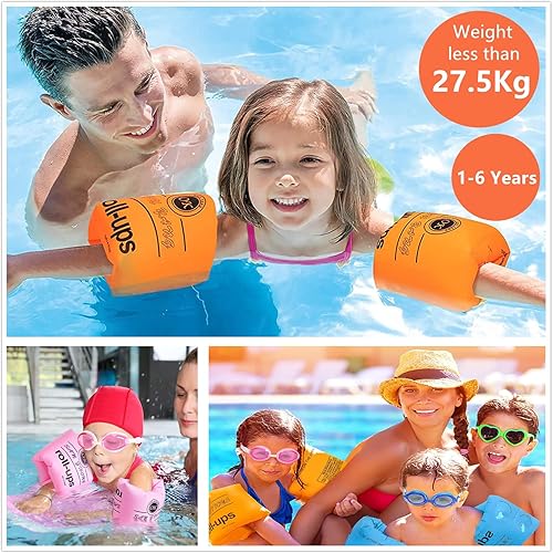 Miniatura 2 de Flotadores de brazo para niños de 3 a 6 años, flotadores de brazo inflables para natación, entrenamiento de piscina, flotadores de PVC, alas de