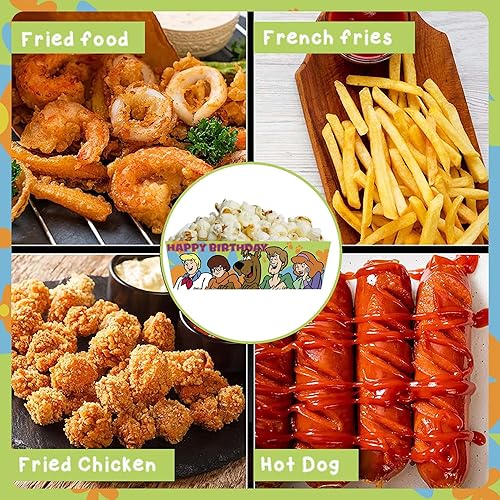 Miniatura 4 de DOCOKY 24 bandejas de papel temático para alimentos, barcos de comida para fiestas, bandejas para perros calientes, bandejas de aperitivos de