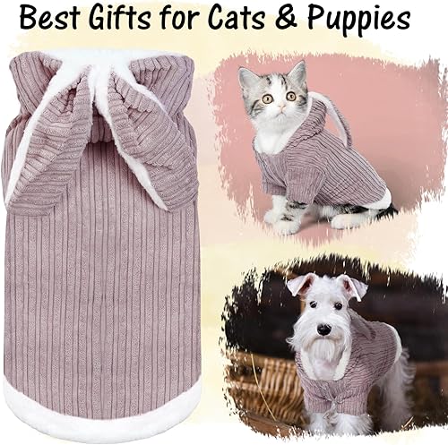 Miniatura 6 de DENTRUN Sphynx - Disfraz de conejo de gatos sin pelo, sudadera cálida con capucha para invierno, linda sudadera transpirable para gato, adorable