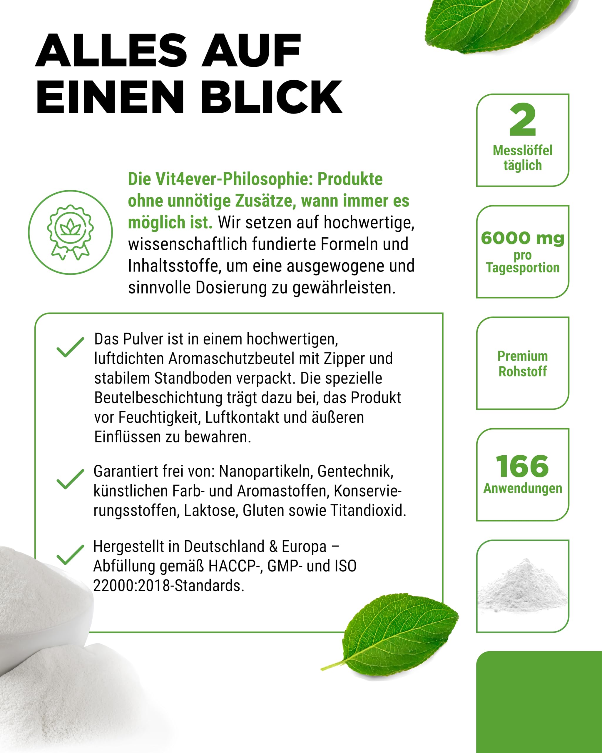 vit4ever L-Glutamin Pulver - 1000 g - ultrareines Aminosäurenpulver | Pflanzliche Fermentation, extra hochdosiert, 100% vegan