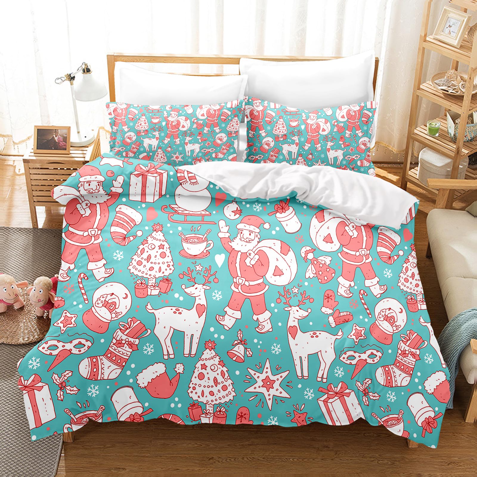 Housse de couette de Noël 200x200 pour une chambre d'enfant festive