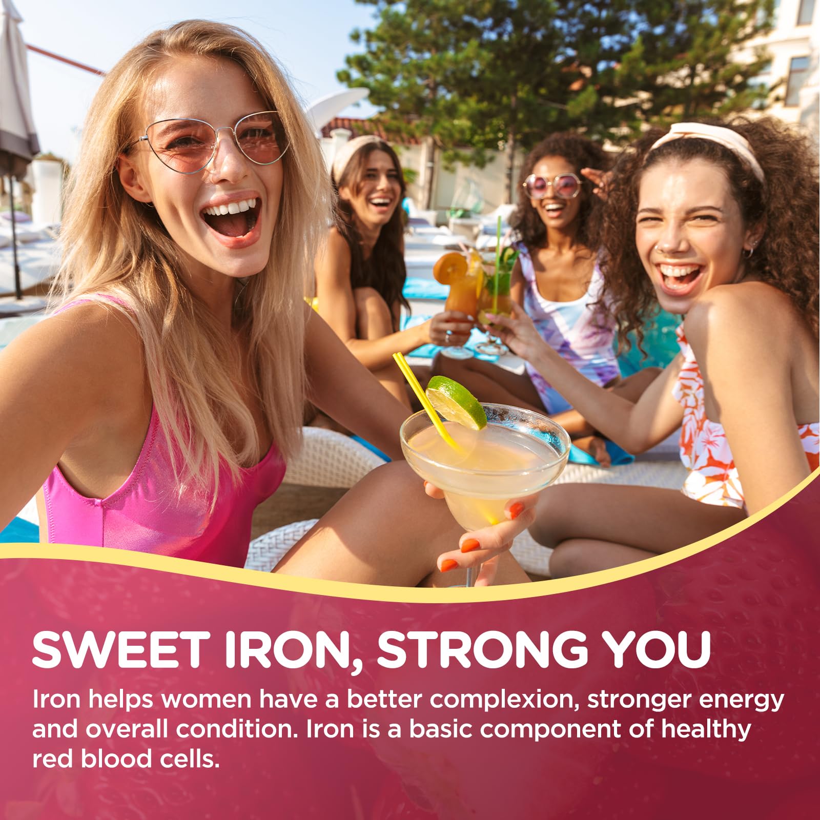 Iron Gummies for Women, Triple Iron Supplement with Multivitamin Iron Gummies with Vitamin C, A, B, Folate, Copper, Zinc for Energy & Blood Support, Immune Health, Vegan, Strawberry Flavor, 60 Counts — Amazon image 4