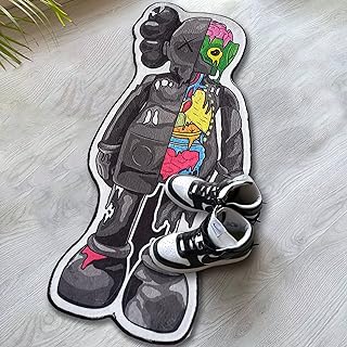 Popular Unique Design Hypebeast Rug Decorative Sneakerhead Nonslip Shaped Carpet Street Art Fashion Streetwear Mat for Sneaker Room Plush Surface 1.3x3 ft