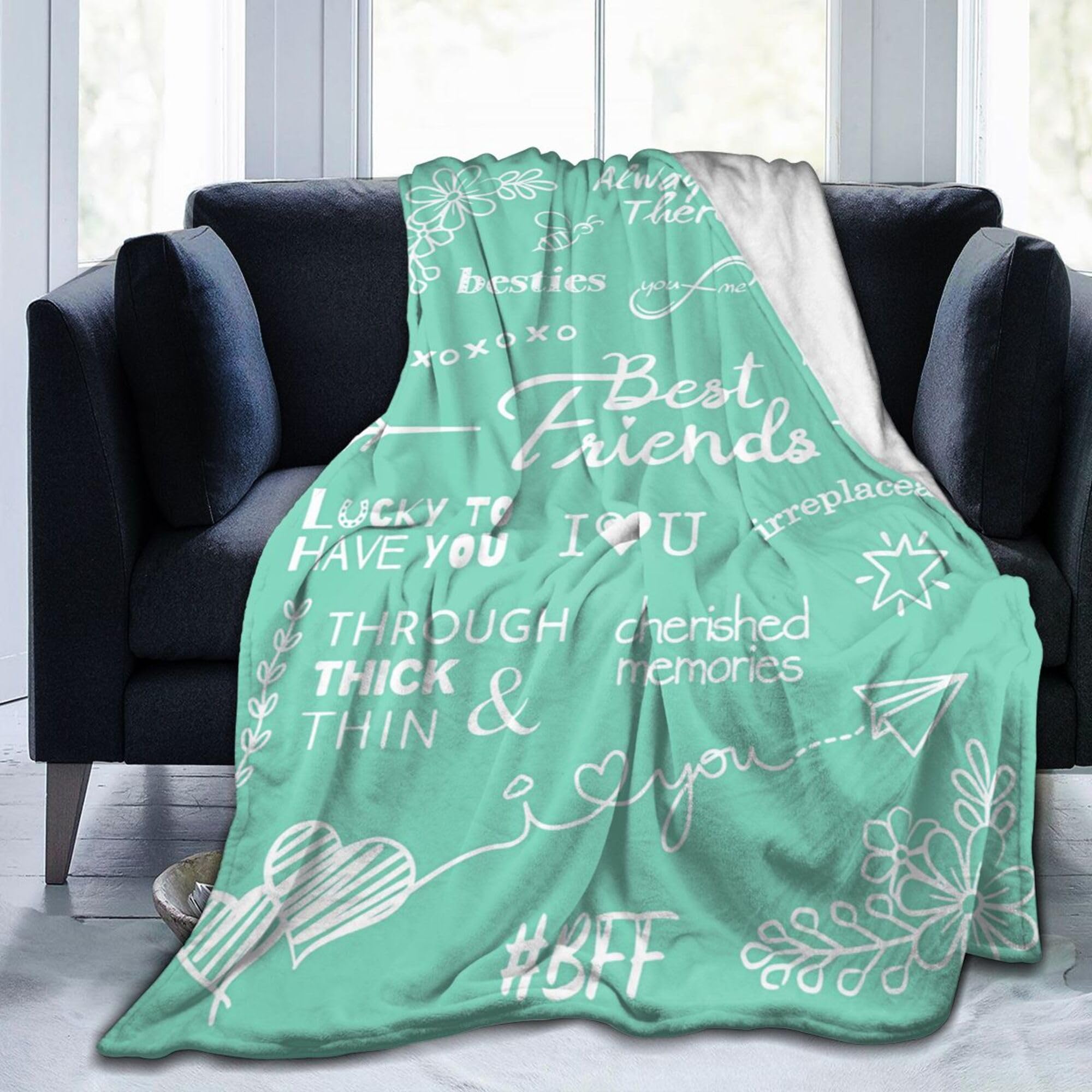 Abaysto Women's C4 Best Friend Blanket Birthday Gifts With Loving Messages, Friends Blanket For Best Friend Birthday Gifts For Soft Fleece Blanket 60X80 Inch(150X200cm)