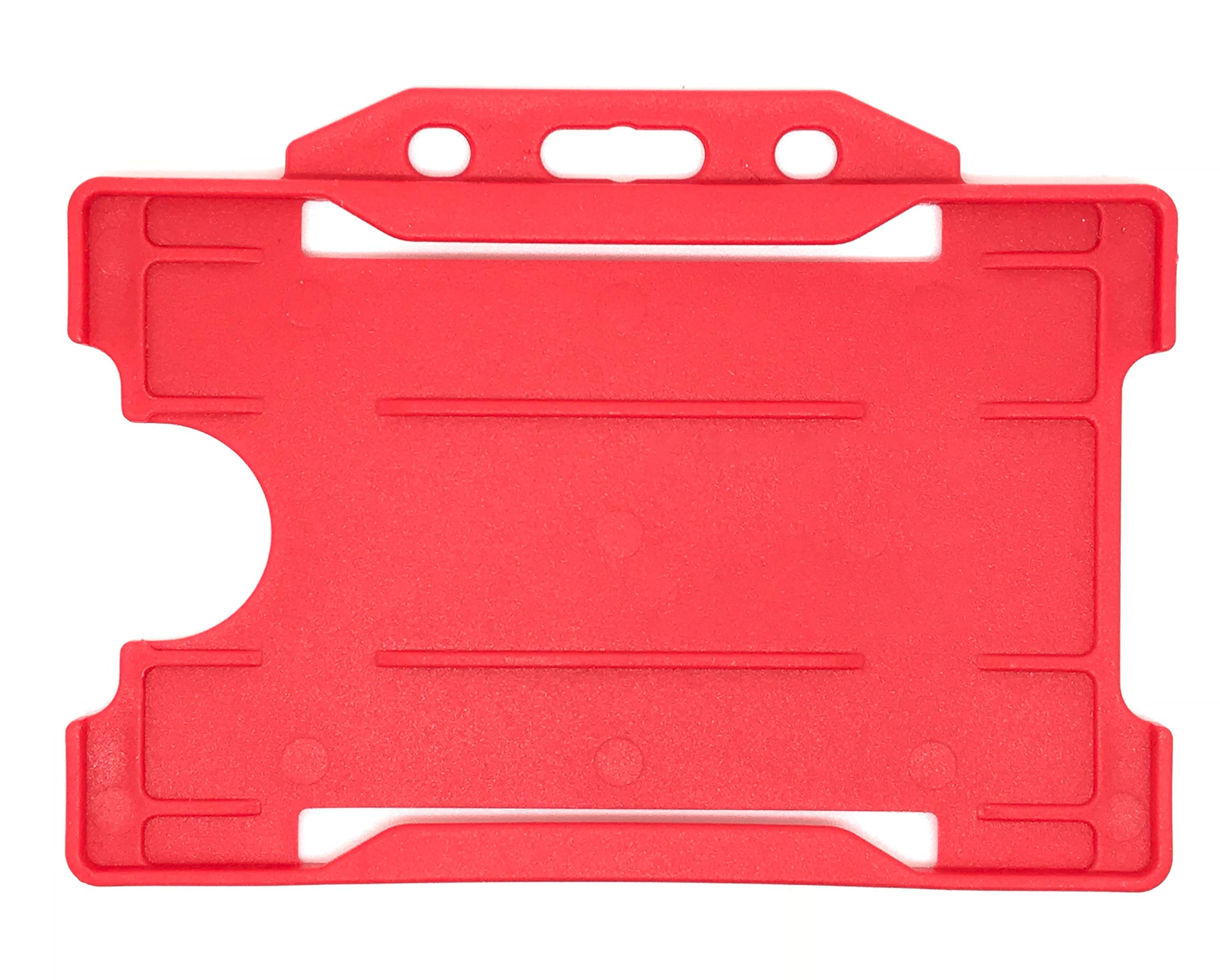 ALG ID Cards Pack of 100 Single-Sided Rigid Open Faced ID Card Pass Badge Holders Horizontal/Landscape (CR80 54mm 86mm) (Red) - Made in Britain