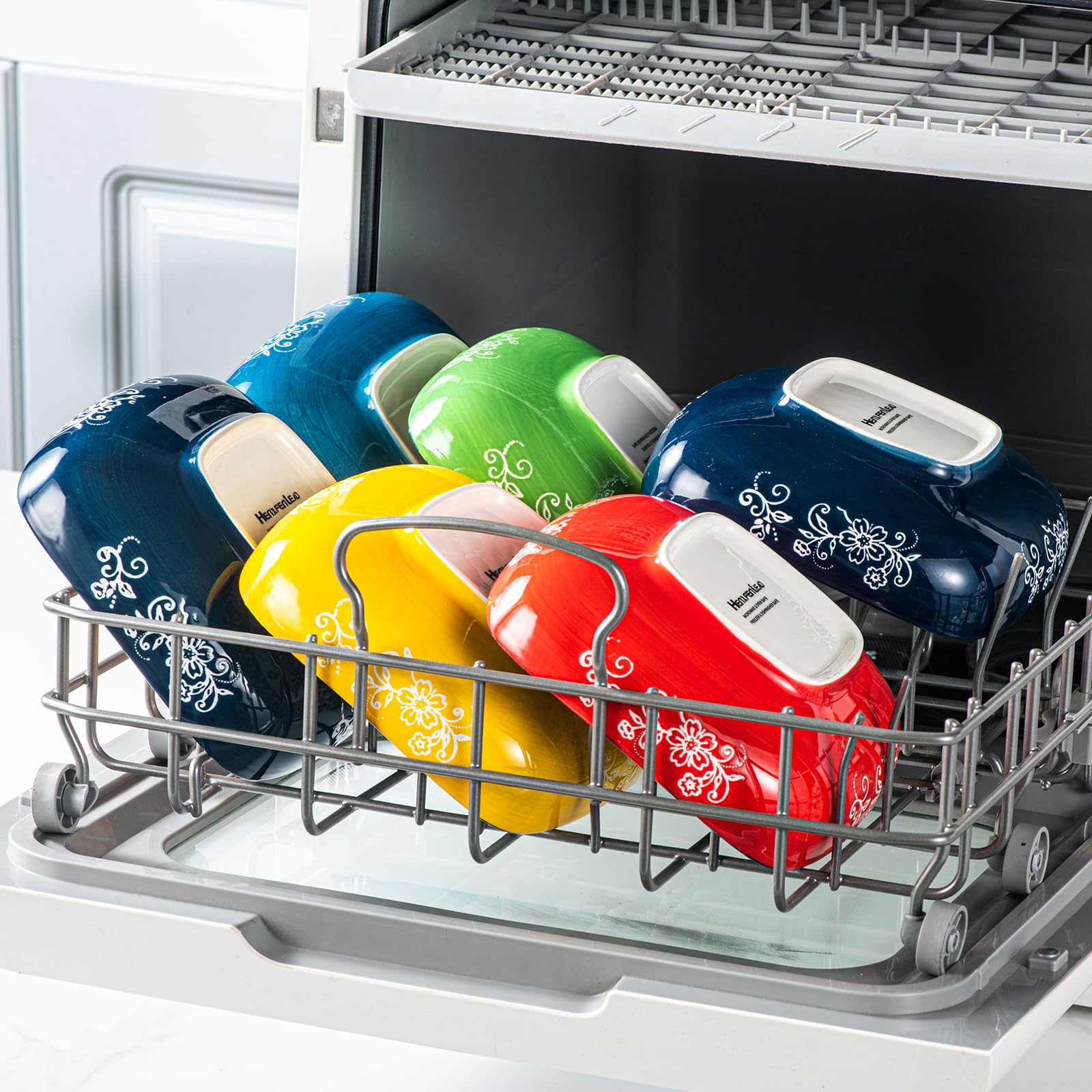 HENXFEN LEAD Miseczki na przekąski porcelanowe, 550 ml miseczki deserowe do musli, deserów, zup i przekąsek. Kolorowe, 6 sztuk w opakowaniu - styl boho