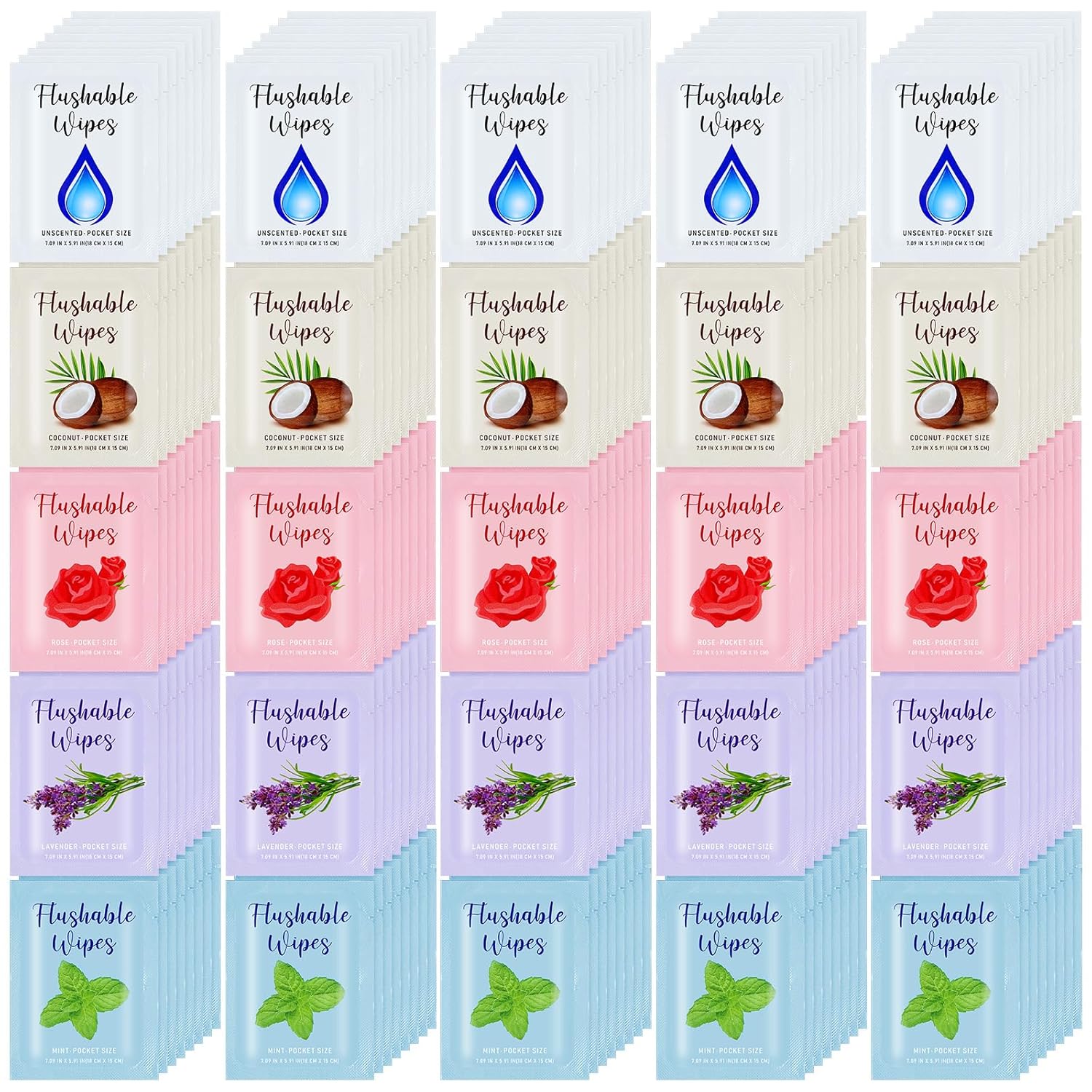 Timgle 100 Count Flushable Wipes Individually Wrapped Wipes Bulk Individual Hand