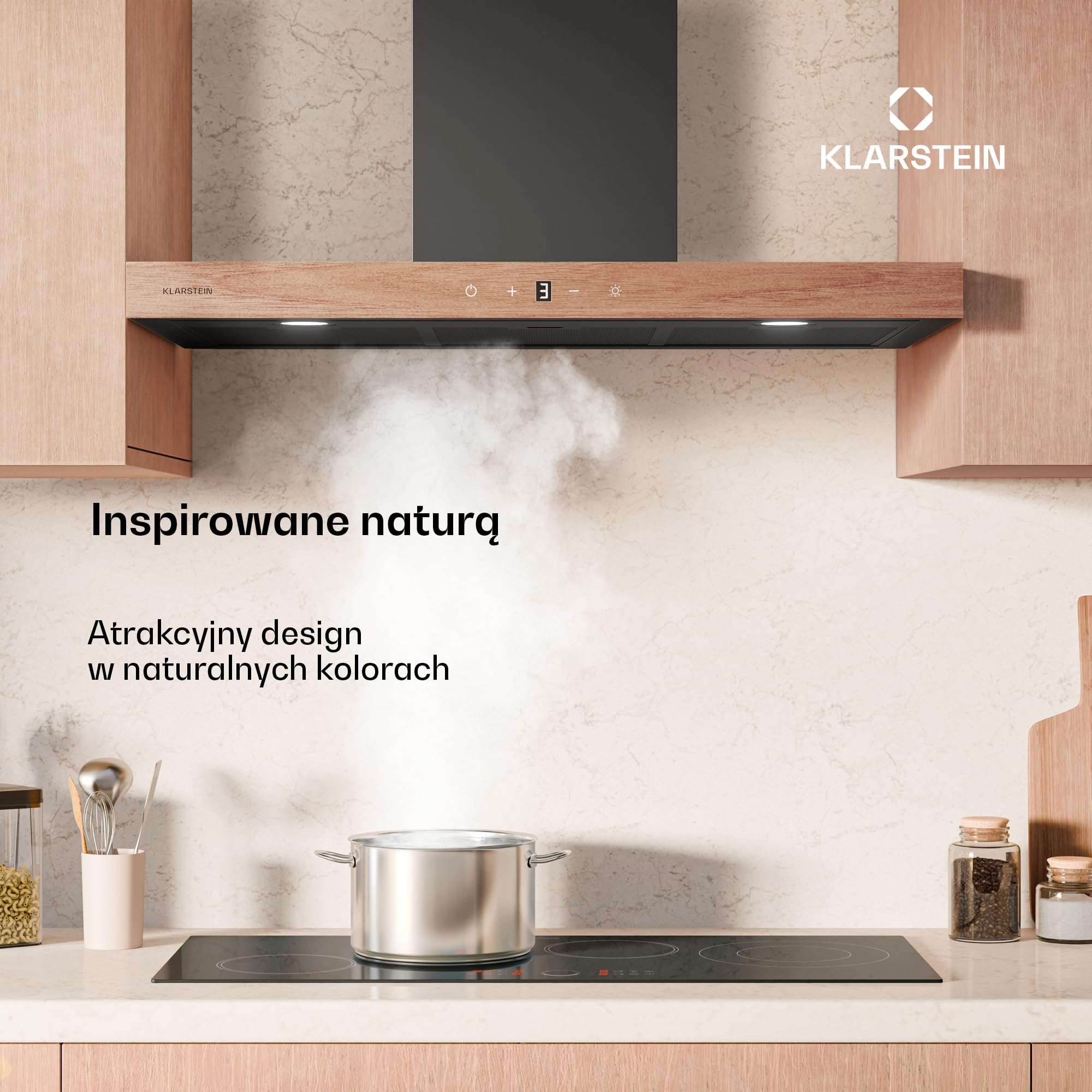 Klarstein ZenFusion T okap kuchenny – montaż ścienny 90 cm, tryb Boost 885 m³/h, klasa efektywności energetycznej A++, LED 4000 K, obsługa dotykowa, cicha praca 47 dB, wywiew i obieg, czarny