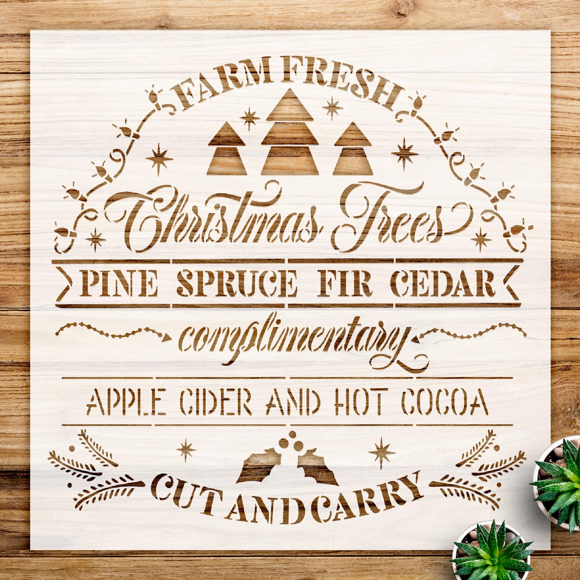 Christmas Trees Stencil Pattern for Wood Signs and Holiday Crafts, Reusable Mylar Template, Ideal for DIY Home Decor and Winter Projects - Size A2 (16.5
