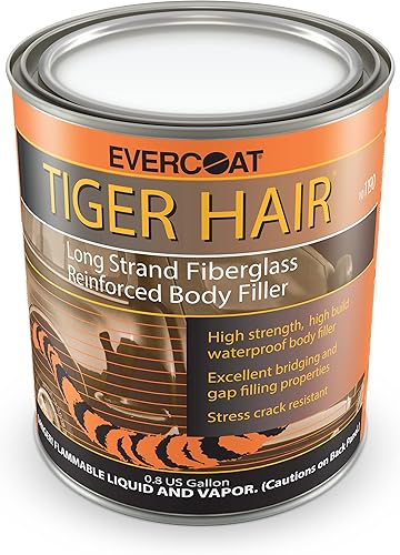 Evercoat Tiger Hair - Fibra larga, relleno reforzado con fibra de vidrio - Relleno impermeable - 128 fl oz