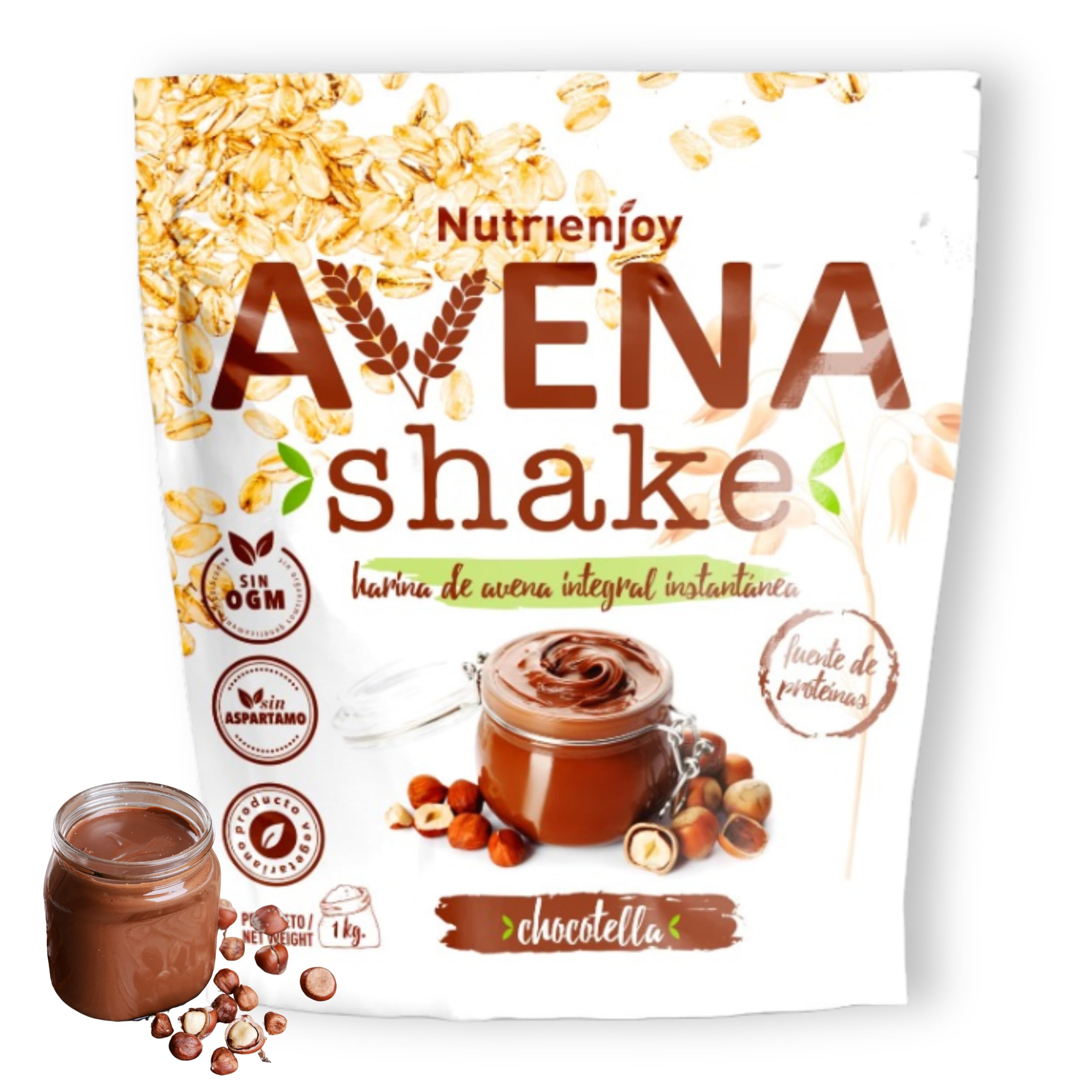NutriEnjoy - Avena Shake 1Kg | Copos de Avena Integral Molidos | Harina de Avena Sabores | Avena en Polvo | Harina de Avena Integral | Avena Instantánea Sabores Deliciosos (Chocolate Blanco) — view 8