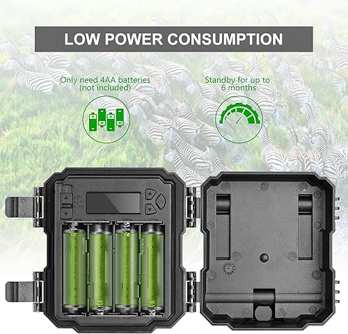 Miniatura 4 de WOSPORTS Mini cámara de senderos de 16 MP 1080 P HD con cámara de caza de vida silvestre con visión nocturna infrarroja, cámara de video impermeable