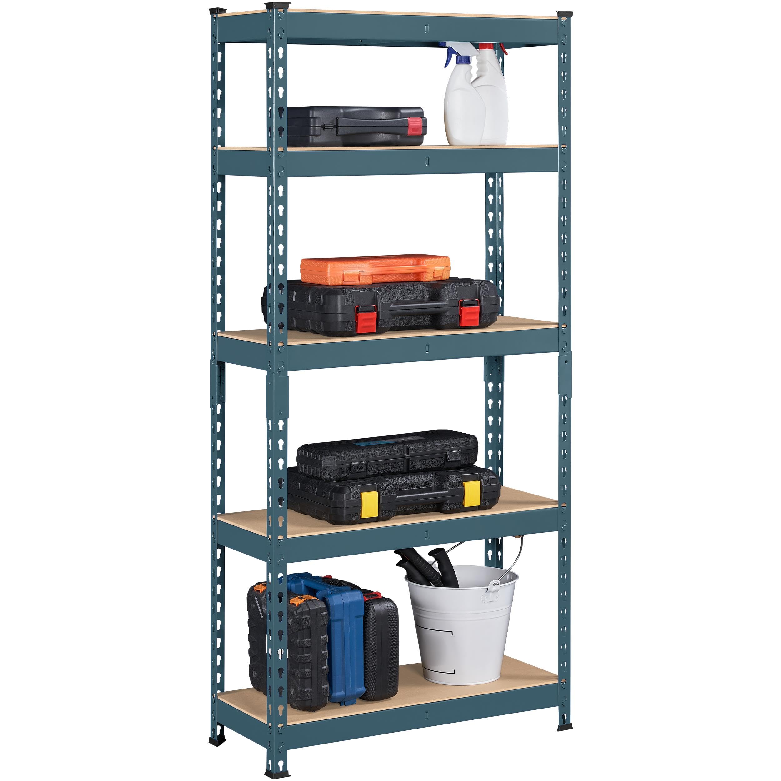 Yaheetech Storage Shelves 5 Tier Garage Shelving Heavy Duty Garage Shelves Adjustable Metal Shelving Unit Utility Rack Shelving for Warehouse Pantry Closet, 27.5" W x 12" D x 60" H, Neptune Blue