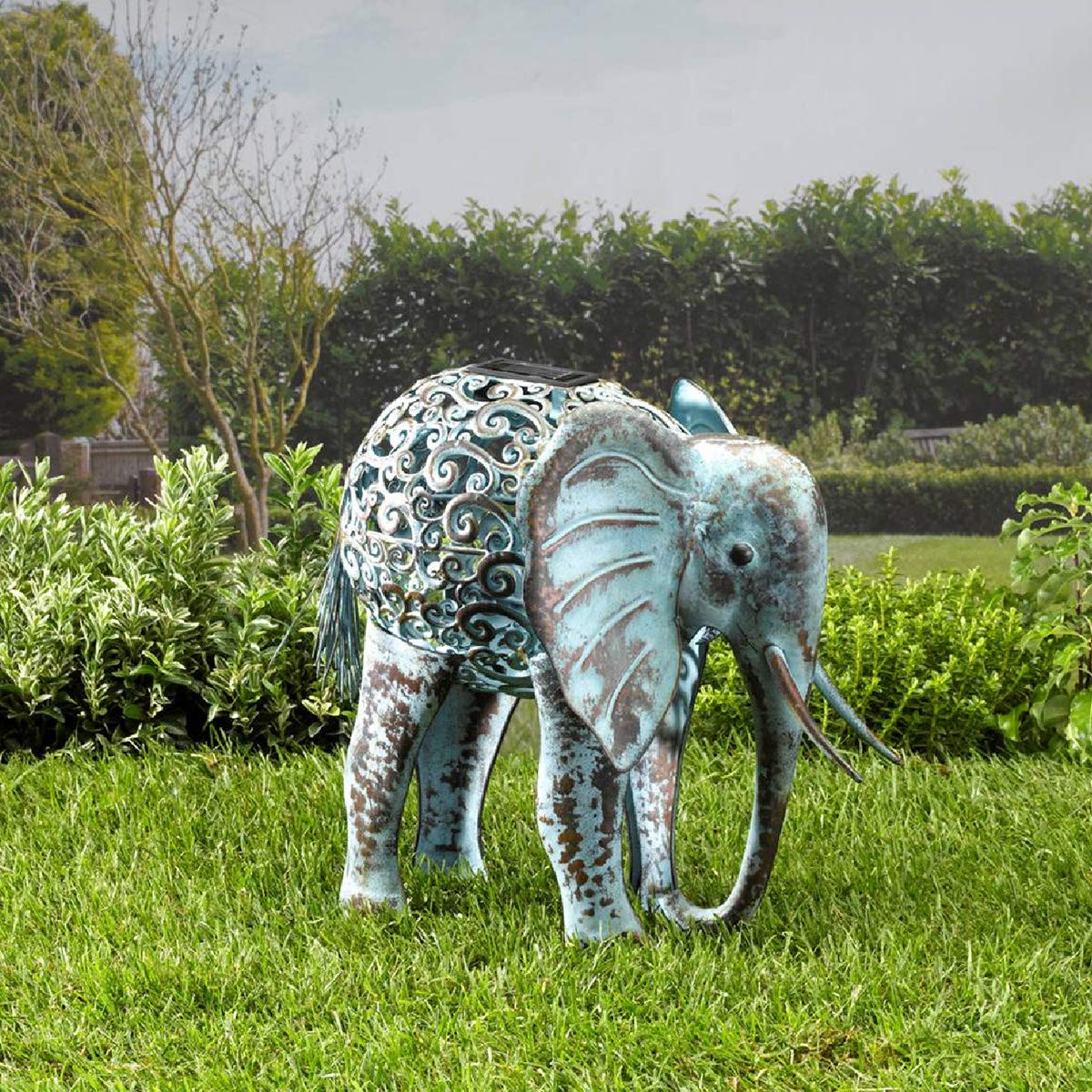 Smart Solar Elefante de metal ornamental luz solar