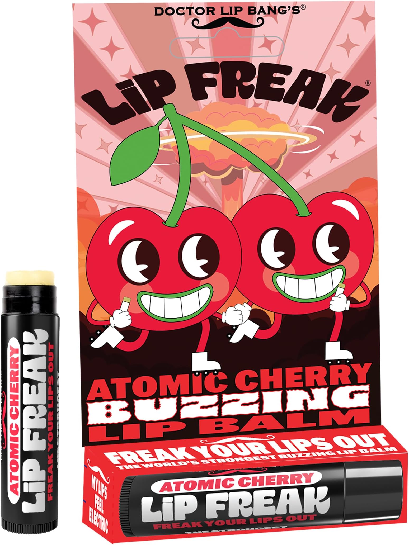 Doctor Lip Bang's BUZZING Lip Balm | Lip Freak| 100% All Natural | Cruelty Free | Atomic Cherry