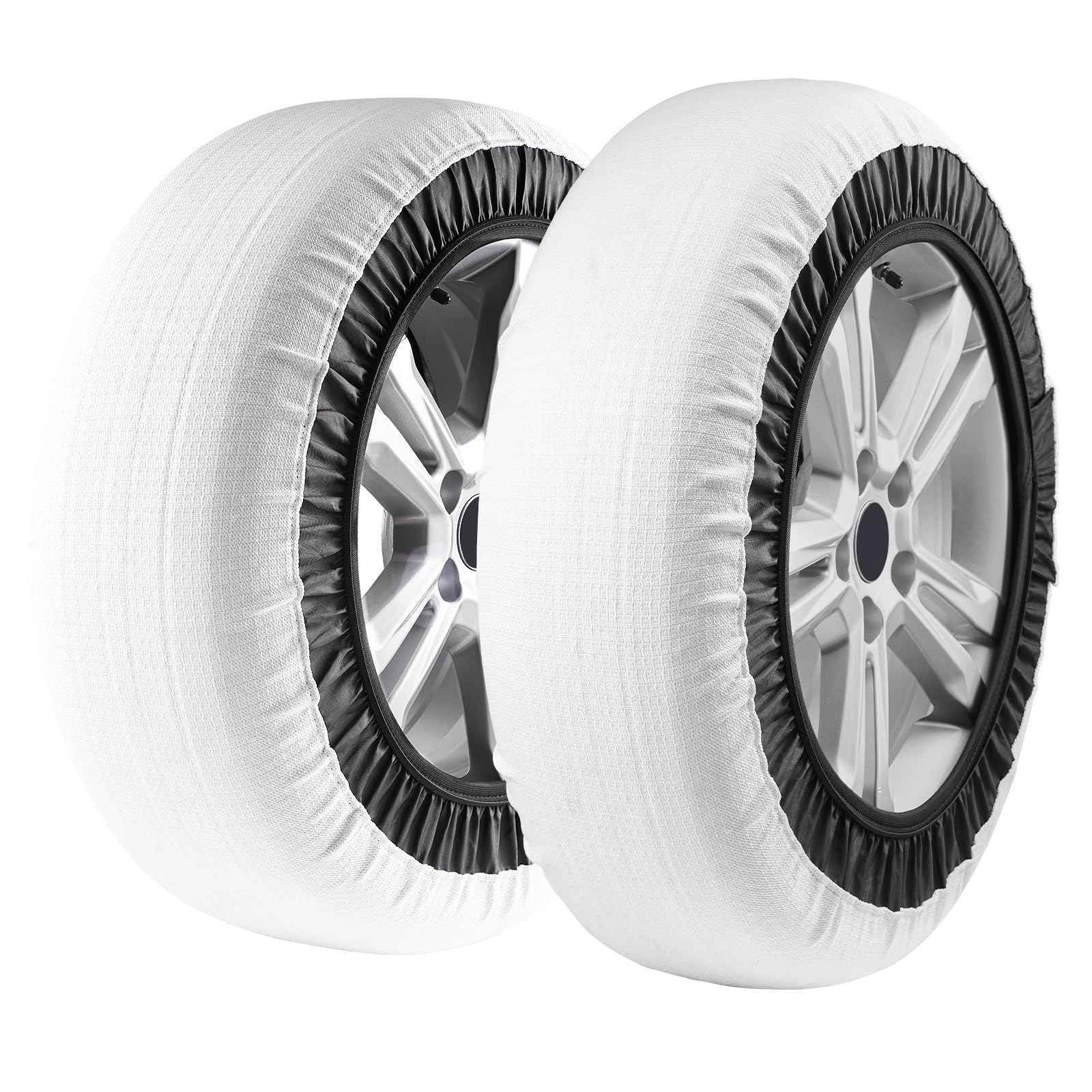 VEVOR Chaussettes à Neige pour Pneus Épaisses 2PCs Taille L, Chaînes à Neige Textiles en Fibre de Polyester avec Sangles Élastiques, Dispositifs Textiles de Traction pour Voiture, SUV, Pick-up