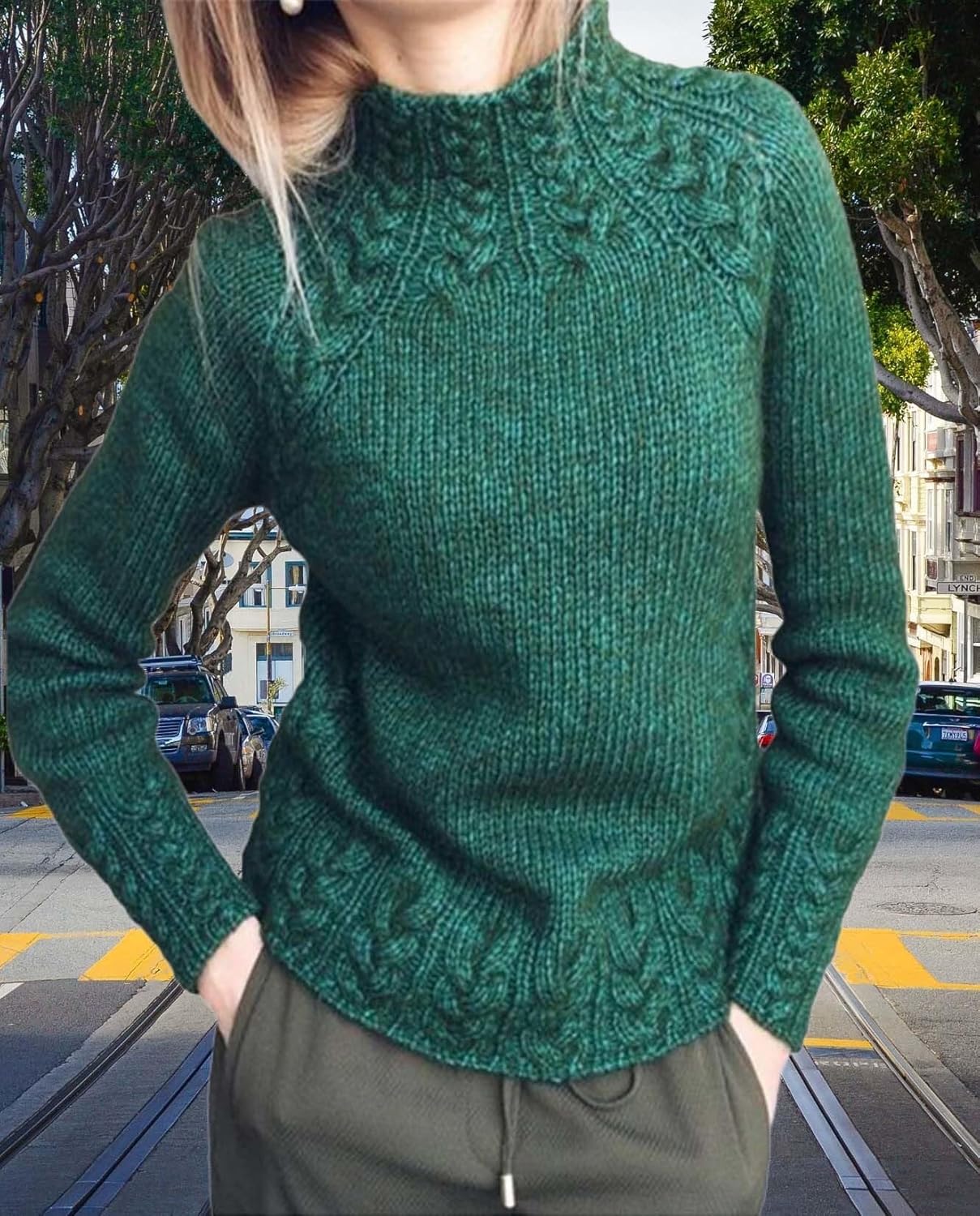 Womens Turtleneck Pullover Solid Color Comfort Knit Long Sleeve Pullover Oversized Slim Fit and Casual Sweater - Image 6