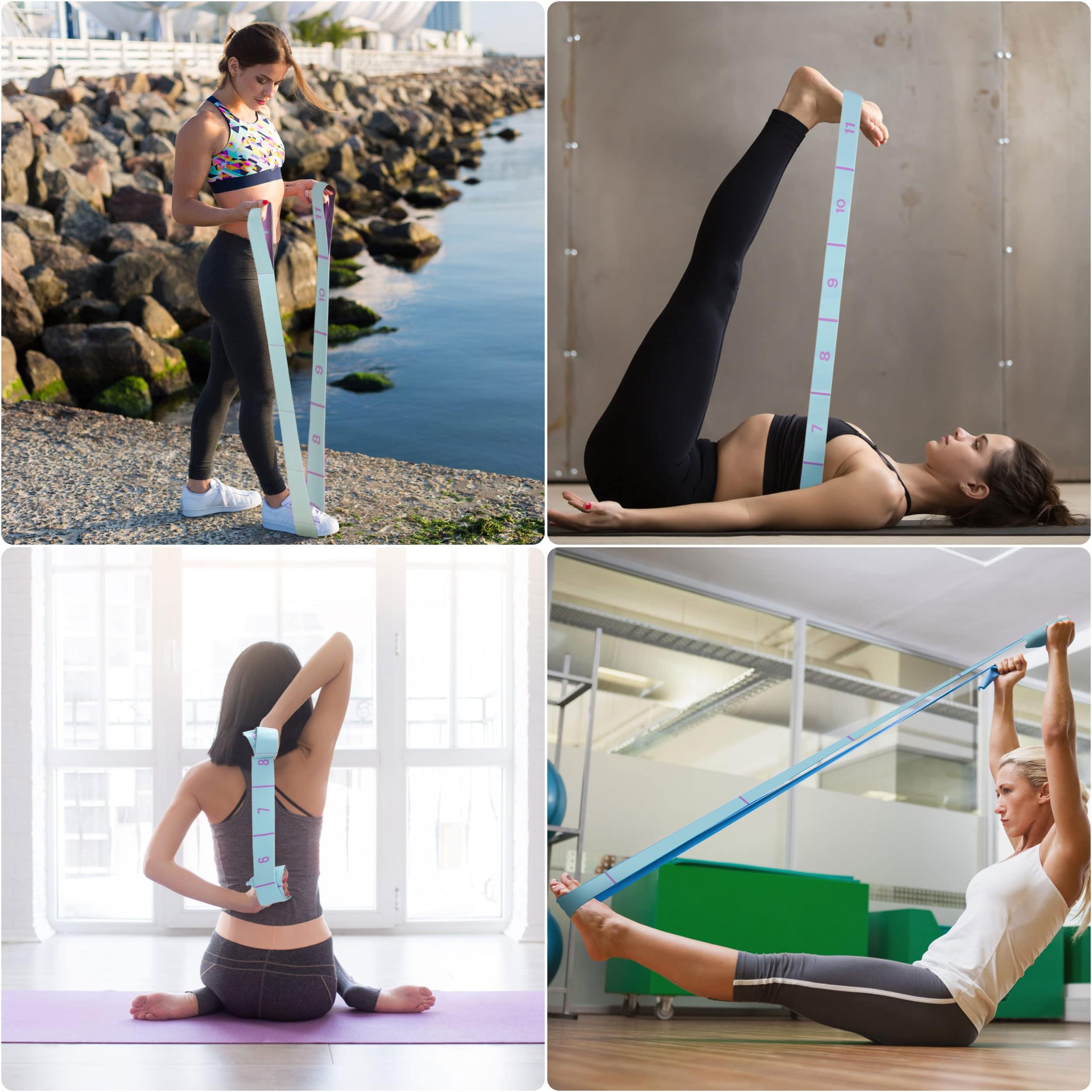 Fasce Elastiche Yoga Con 11 Anelli - Cinghie Allungamento Fitness Per Pilates E Danza