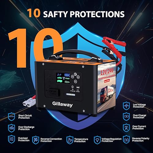 Miniatura 4 de Arrancador de 10000 A, 24 V 155 WH Paquete de batería de arranque de coche para todos los motores de gasolina y todos los motores diesel, arrancador