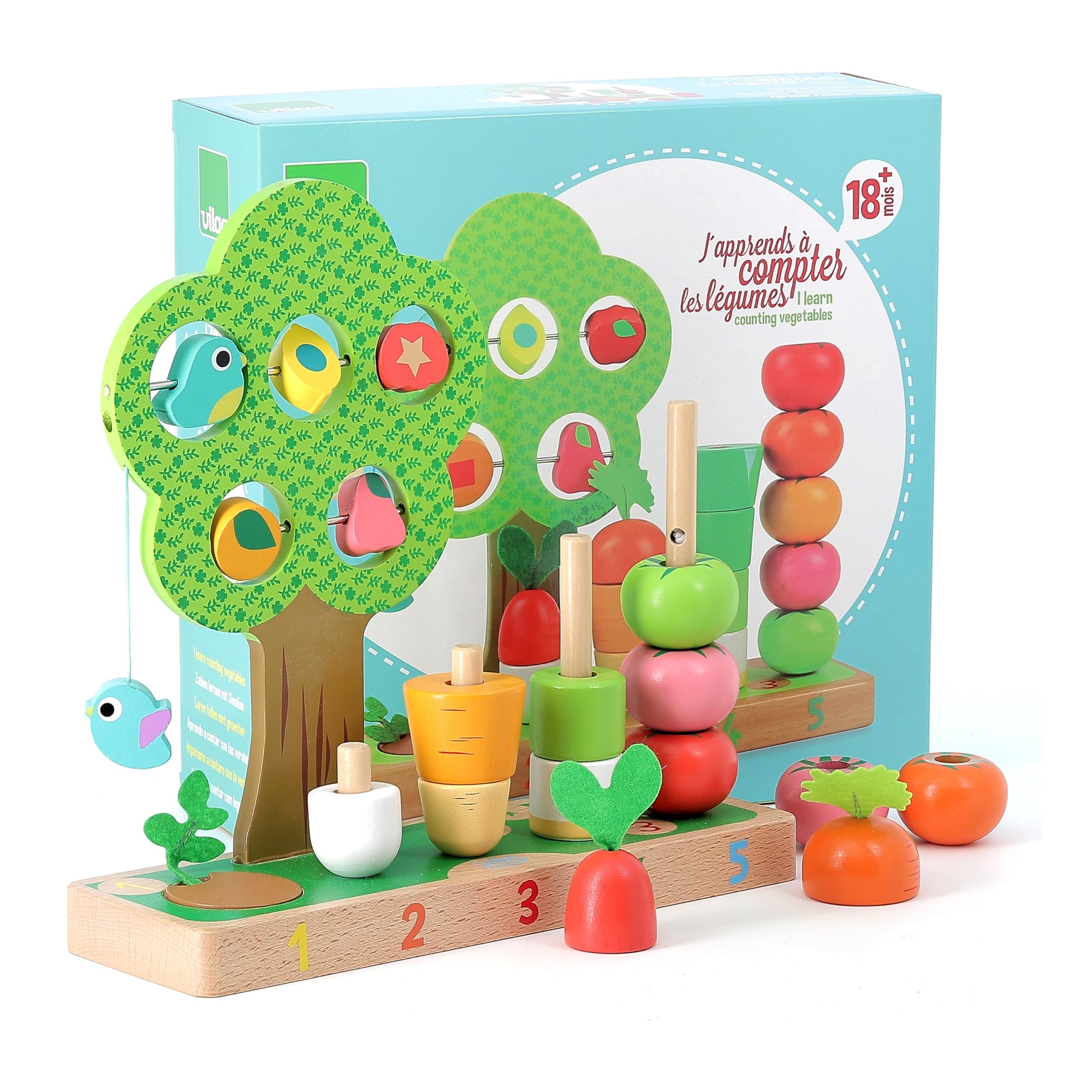 VILAC - Jouet en bois -Jeux d'éveil - Apprendre à compter et découvrir les formes basiques - 2469