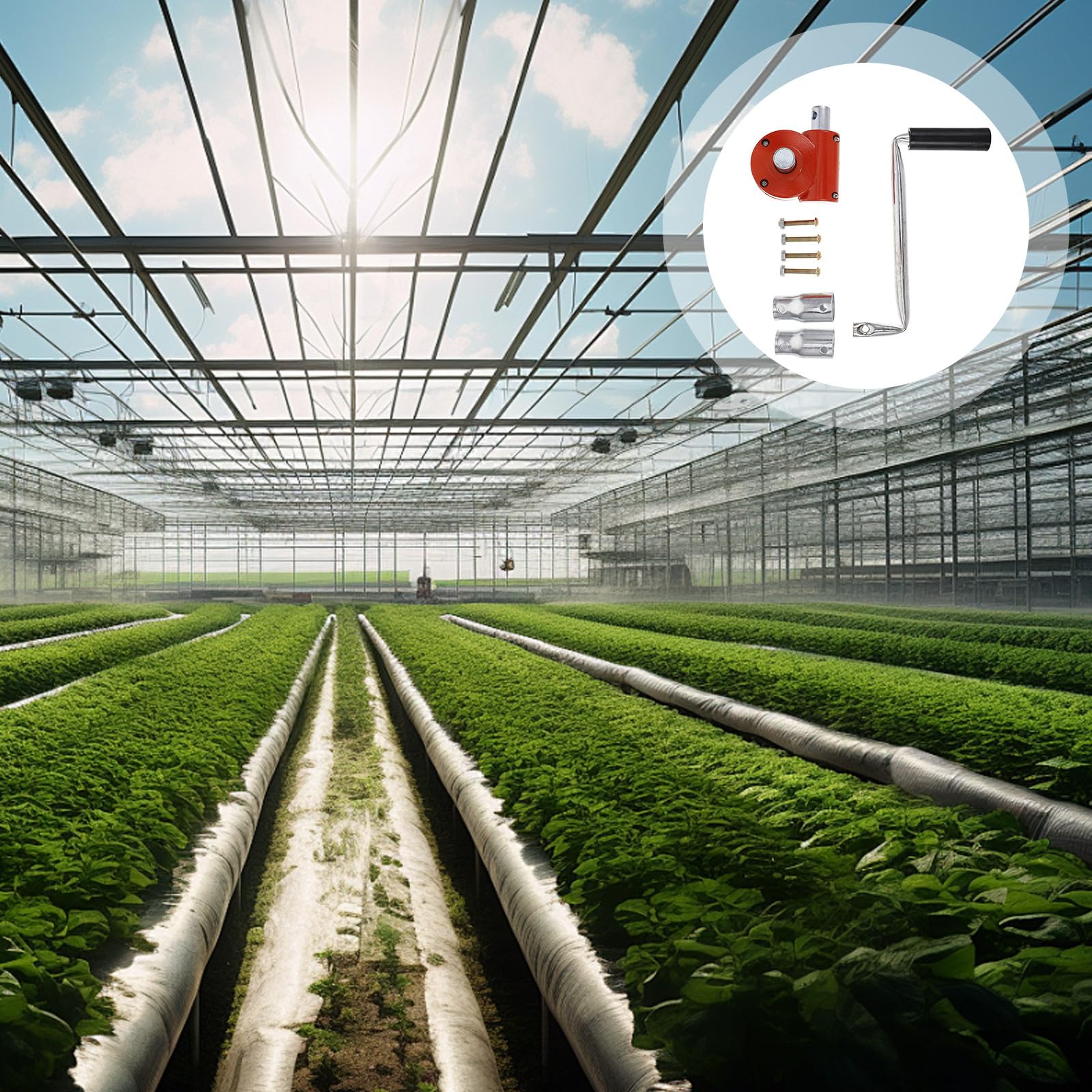 DOITOOL Pellicola in di Serra Dispositivo e Manuale Avvolgimento per Stili Multipli Regolabile Manovella Mano Lega Alluminio, velocità Supporto Fisso Giardinaggio Orto Agricolo