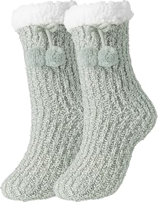 BenSorts Women Thick Christmas Slipper Socks Non Slip Grippers Size 6-10