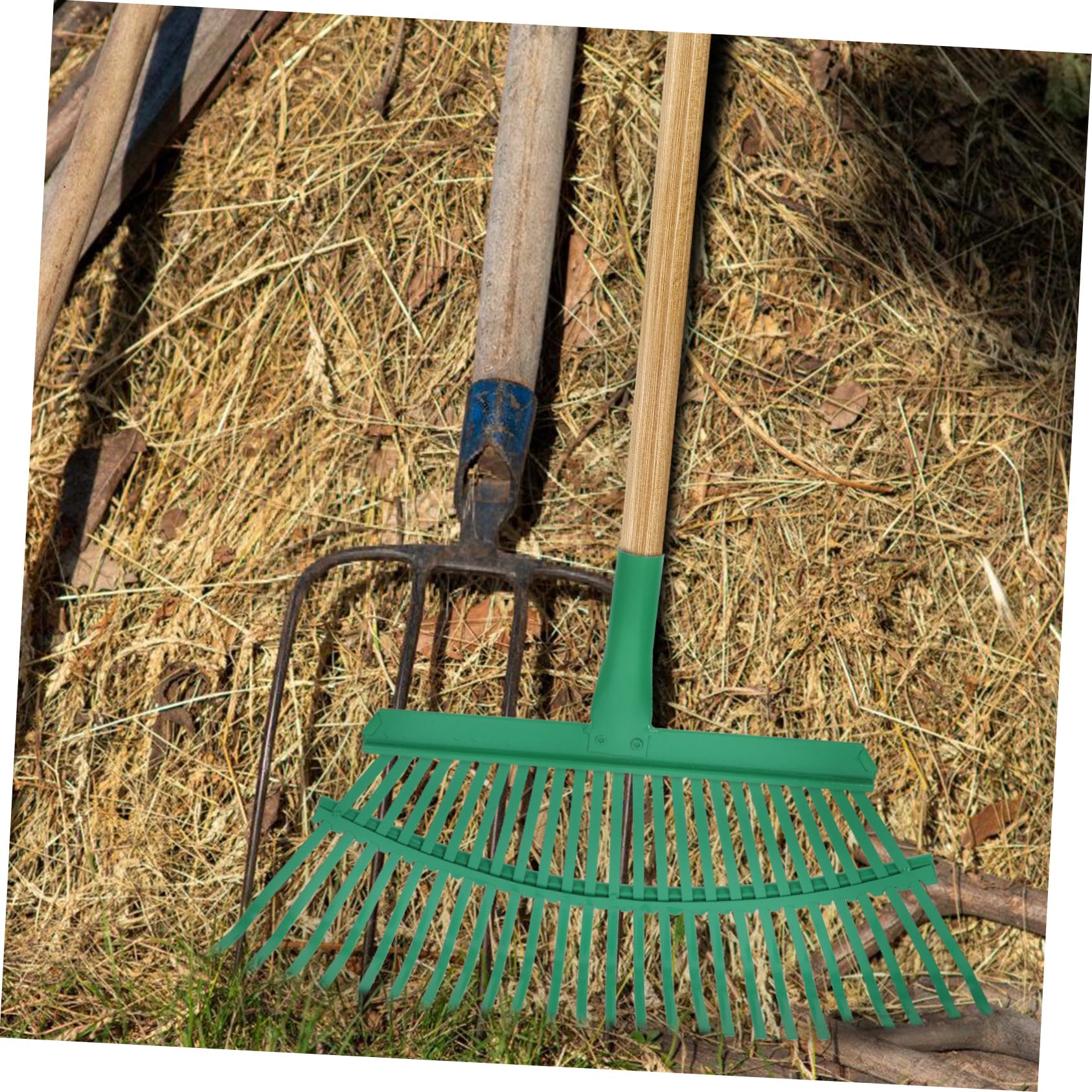 Ersatz Gartenrechenkopf aus Stahl, Leichter Laubrechen für Garten | Grünes Ausführung, Multifunktionaler Einsatz für Rasen und Laub, Geeignet für Yard Work und Gardening
