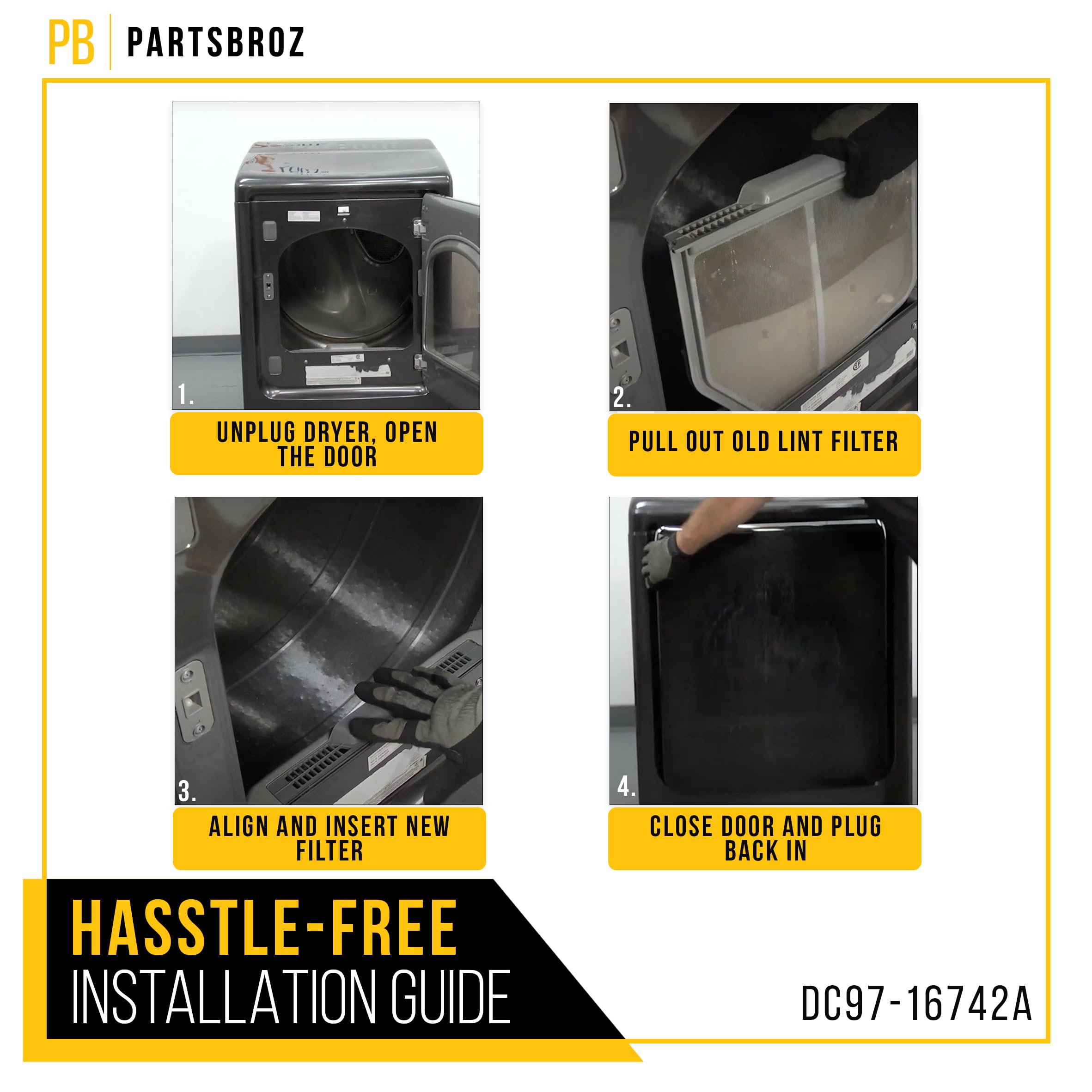 Amazon.com: PartsBroz DC97-16742A Dryer Filter Replacement with