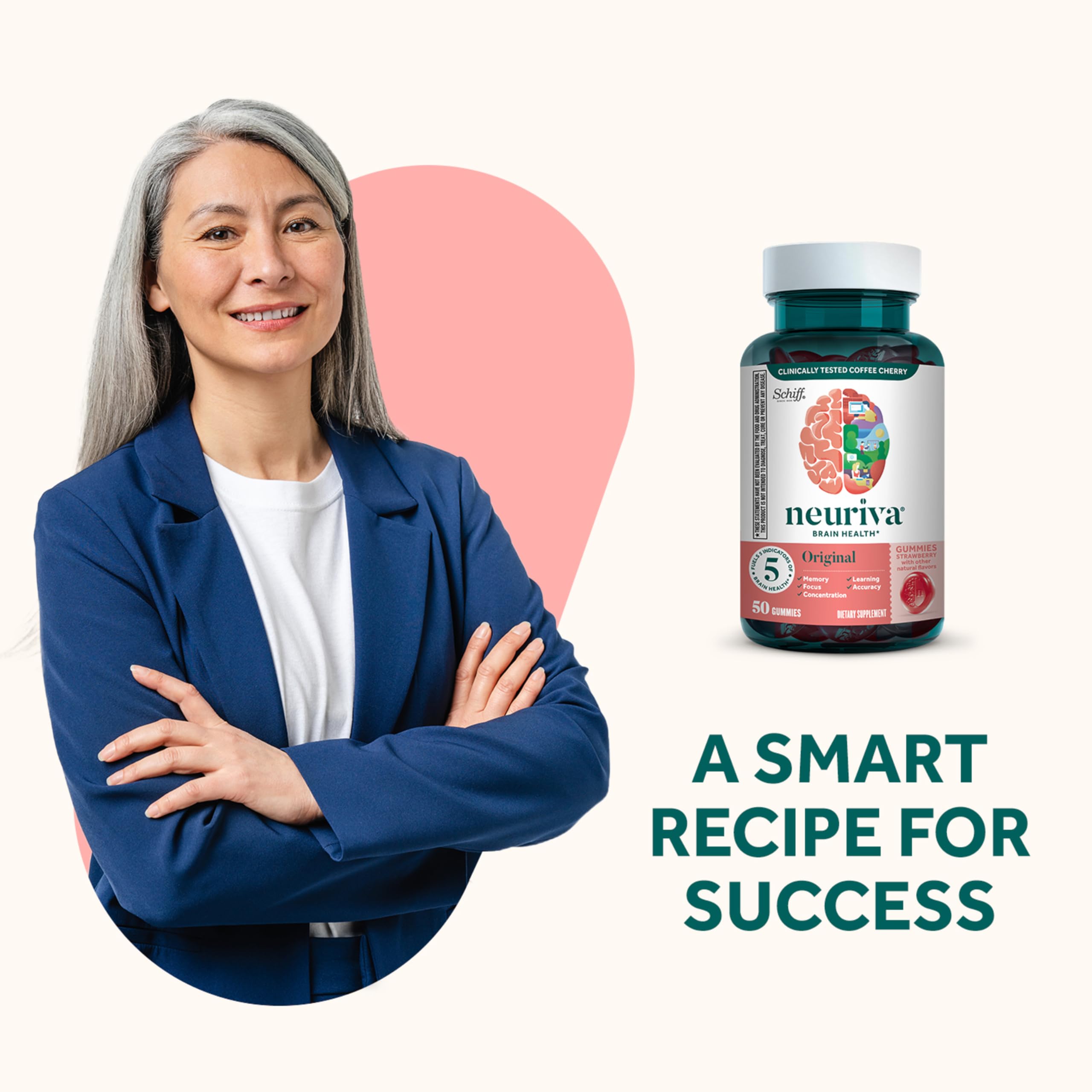 NEURIVA Original Brain Supplements - 50 Count Strawberry Gummies — Amazon image 6