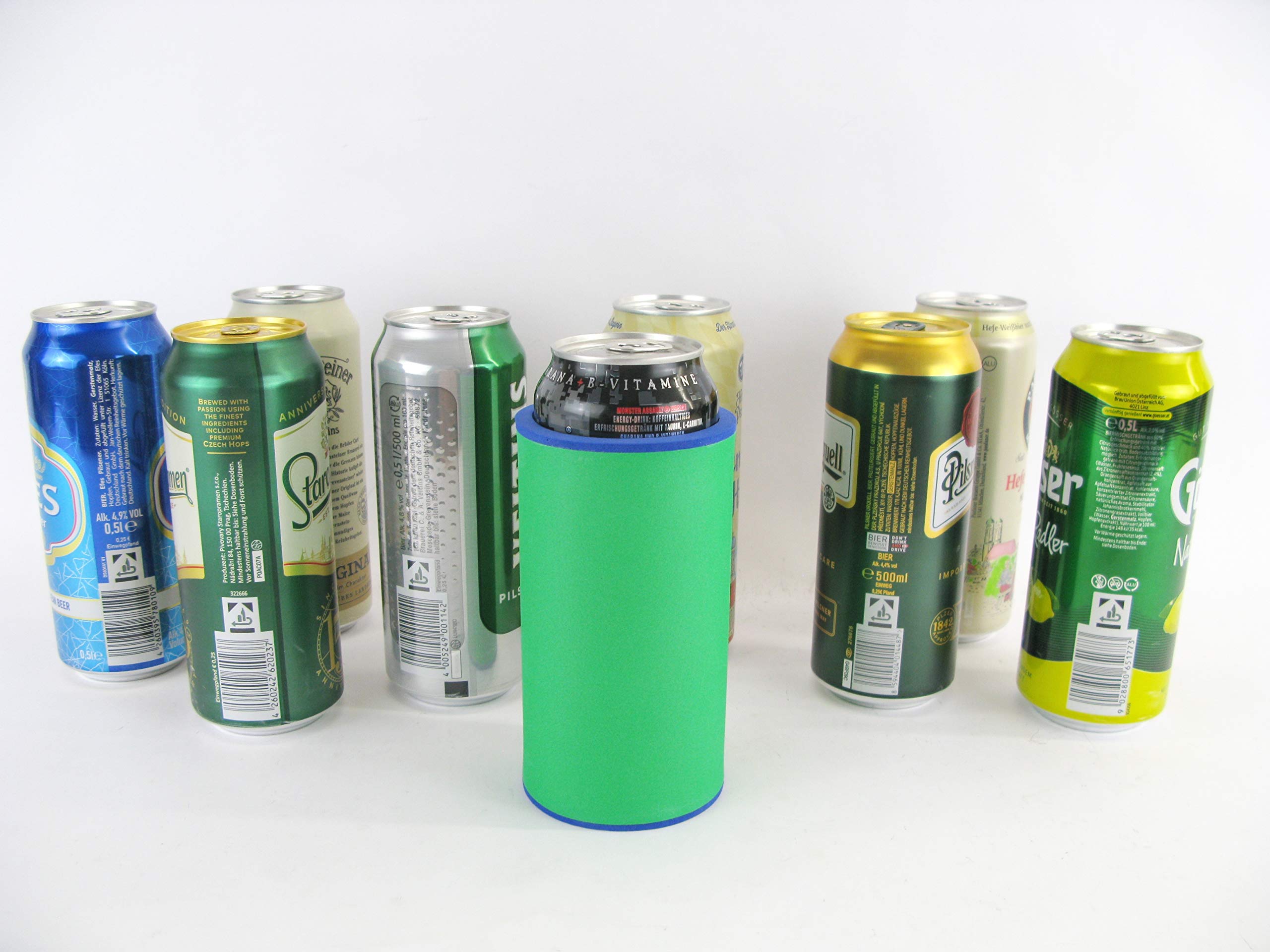 Set 6 Refrigeratori Per Bevande In Neoprene Spesso 5-6 Mm, Adatti A Lattine E Bottiglie Da 0,5 L, Colore Verde - 3