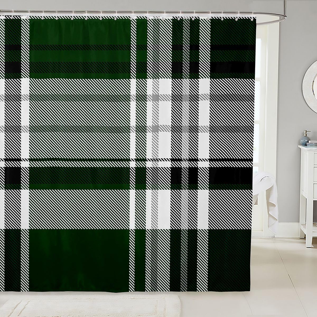 Feelyou Red Plaid Gingham Shower Curtain for Bathroom Decor Vintage Aesthetic Bath Curtain Checkered Geometric Modern Bathroom Accessories Waterproof Polyester Fabric for Stalls Bathtubs 72"x78" image 4