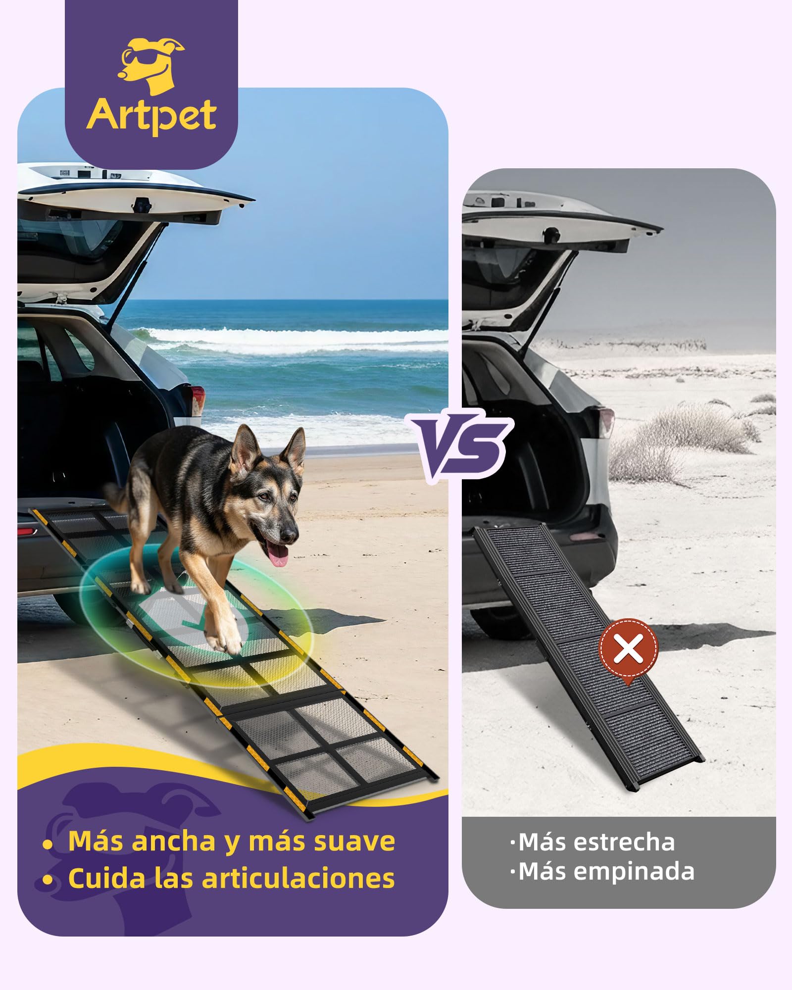 Rampa ancha para perros para automóvil, 190 cm de largo, rampa plegable para mascotas al aire libre para perros grandes, rampa antideslizante para automóvil, camión, SUV, RV