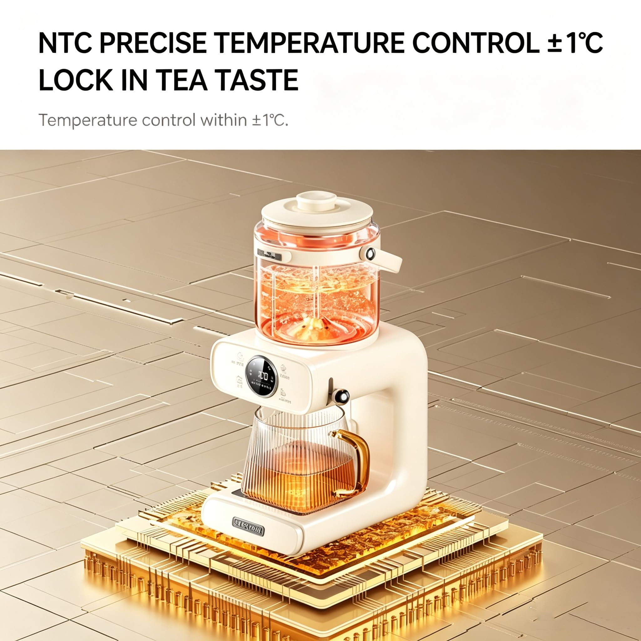 Tetera De Goteo Automático 1350w, Tetera De Vidrio Doméstica De 1l + 0,9l