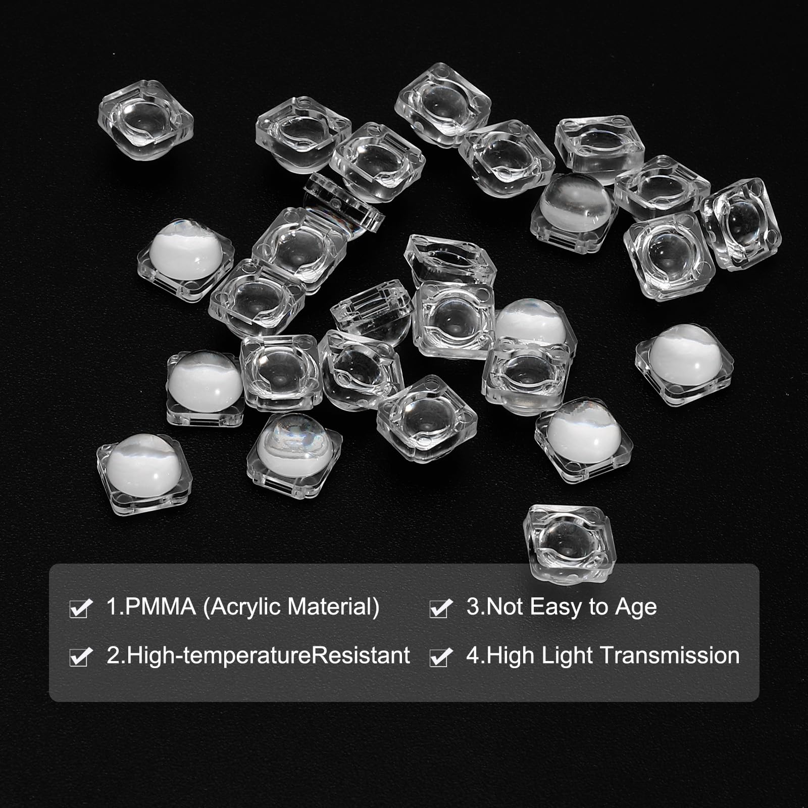 PATIKIL LED Convex Lens, 50 Pack 60 Degree Beam Angle Acrylic LED Optical Convex Condenser Lens for 5730 LED Strip Lamp Beads - Image 3