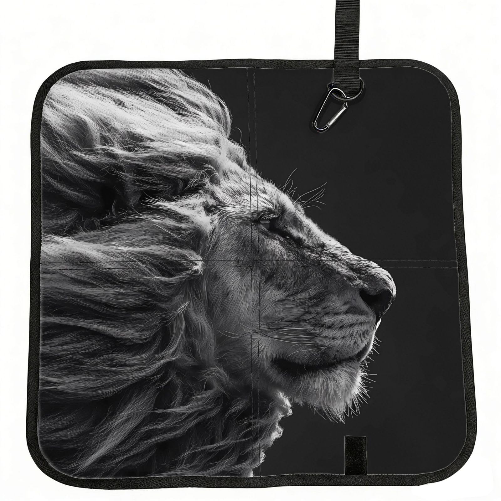 WBQLSL Colorless Beast Foldable Seat Cushion - Portable Stadium Pad with Carabiner for Camping Hiking Picnic Beach