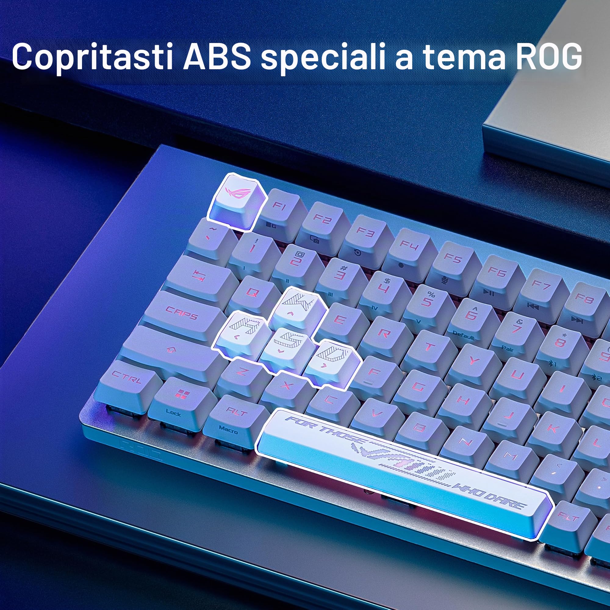 ASUS ROG Strix Scope II 96, Tastiera Meccanica Gaming Wireless, Connessione Bluetooth 5.1 e ROG SpeedNova a 2,4GHz, Tasti ROG RX, Illuminazione RGB, Compatibile con Windows 11, Bianco